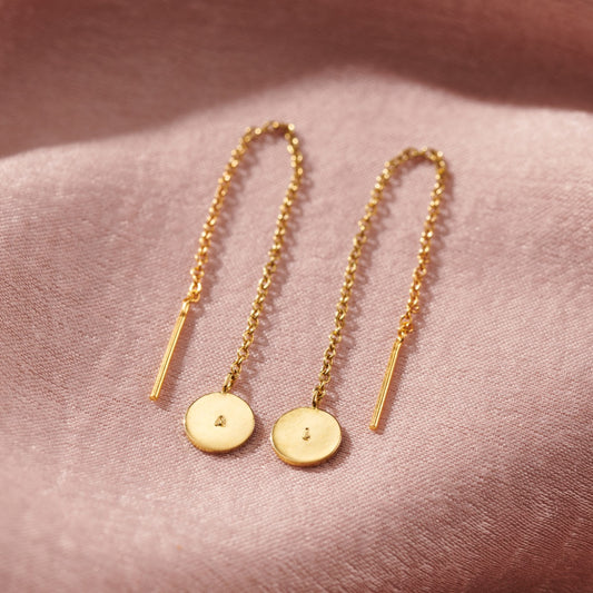 Personalised Disc Charm Pull Through Earrings