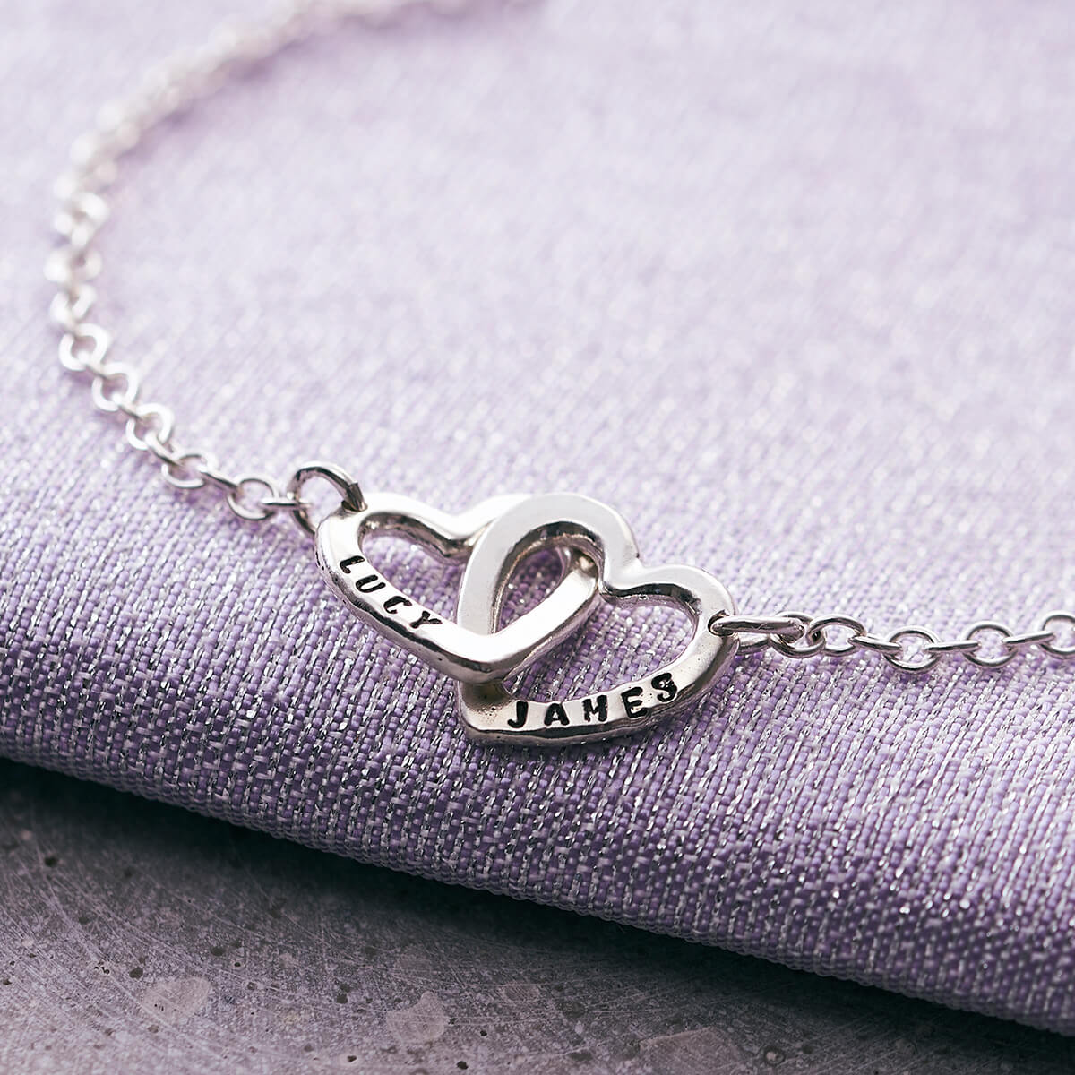 Personalised Double Heart Names Bracelet