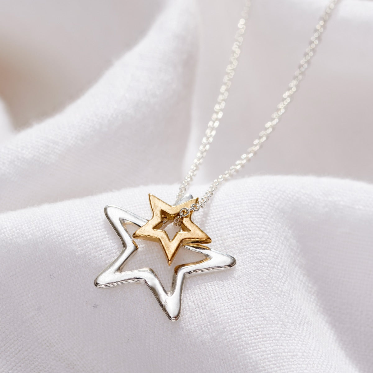 Double Open Star Charm Necklace