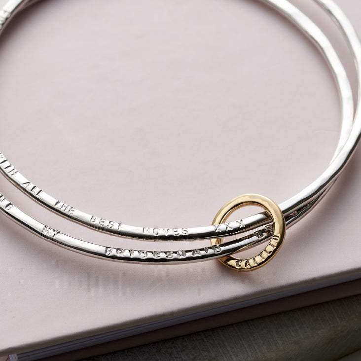 Personalised 9ct Gold & Silver Double Bangle