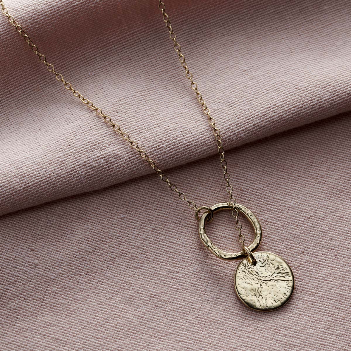 Personalised Molten Texture Disc & Hoop Necklace