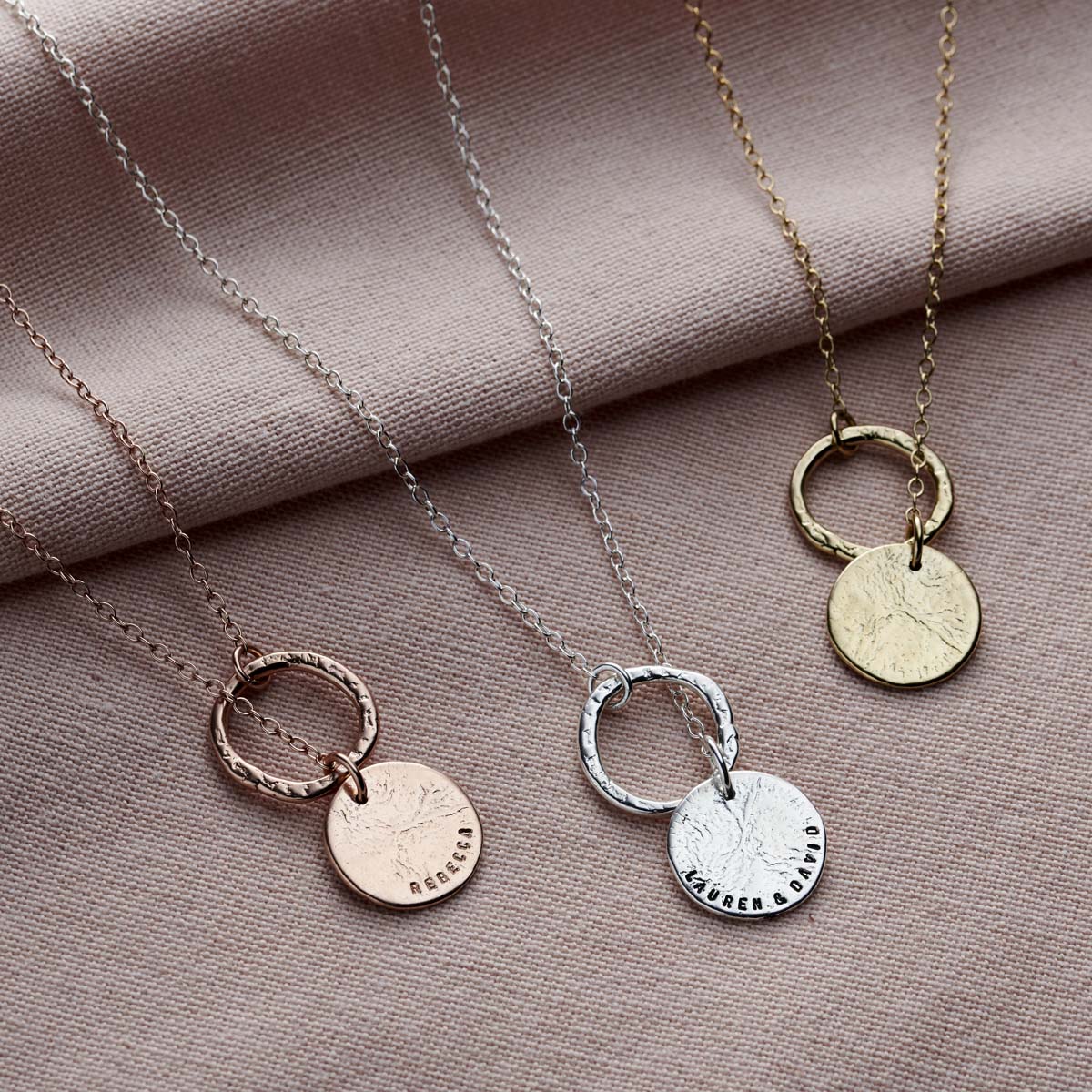 Personalised Molten Texture Disc & Hoop Necklace