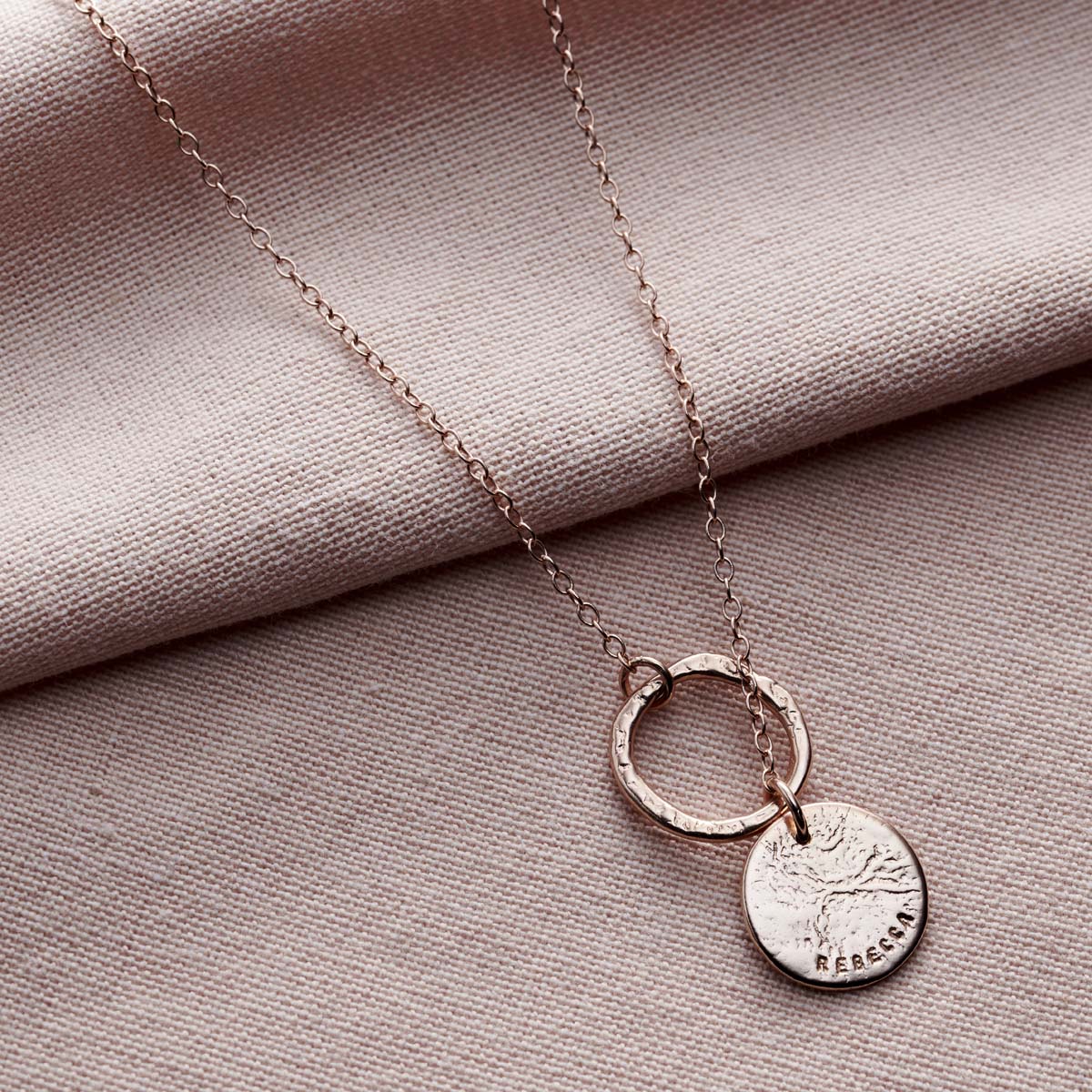 Personalised Molten Texture Disc & Hoop Necklace