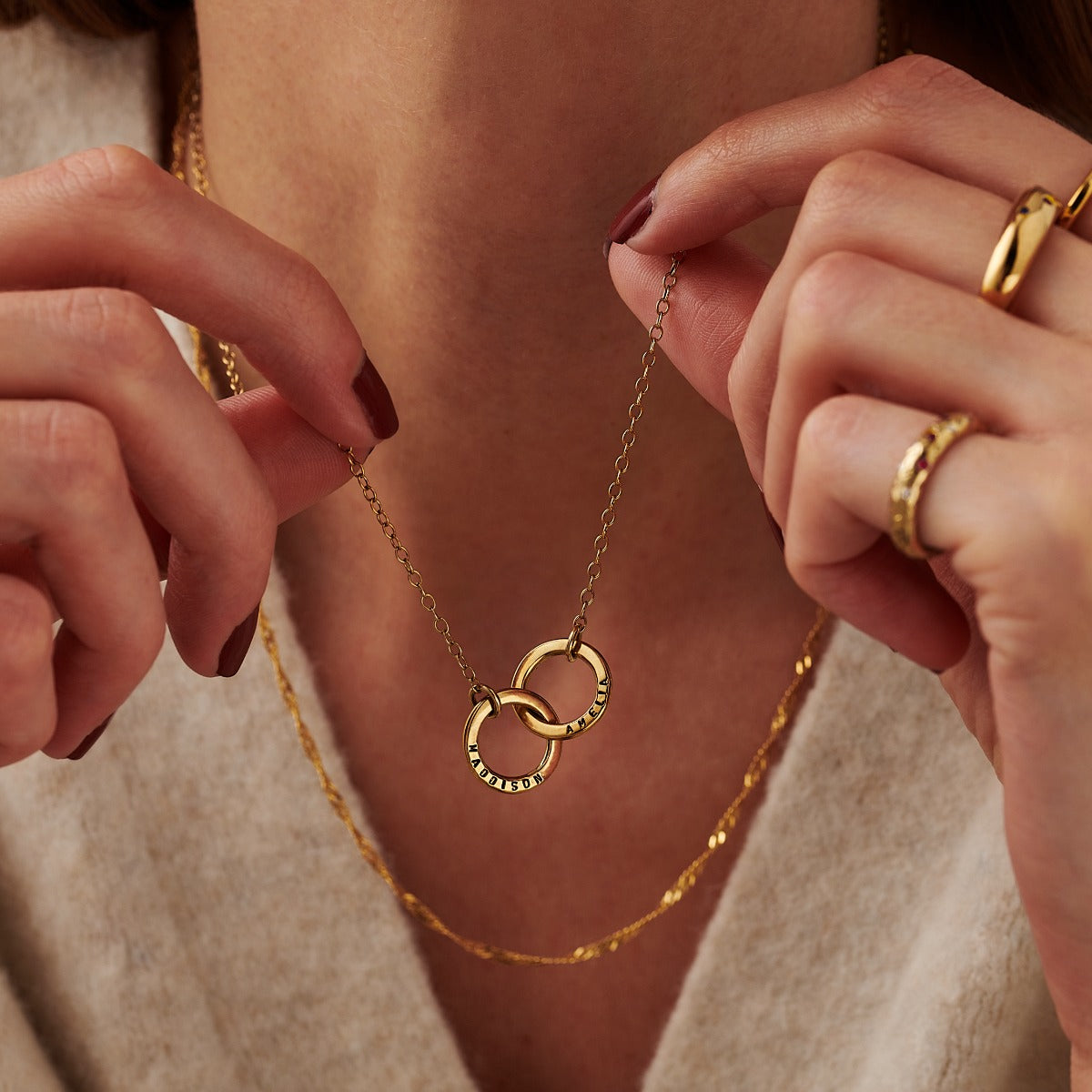 Personalised Double Hoop Names Necklace