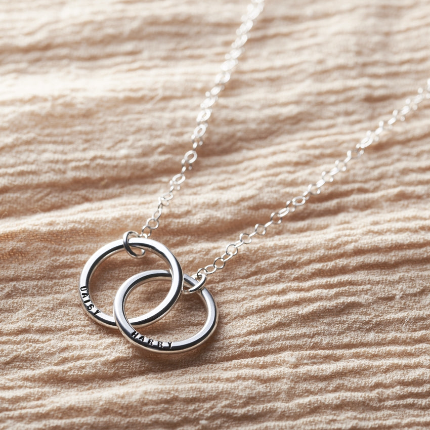 Personalised Medium Double Hoop Names Necklace