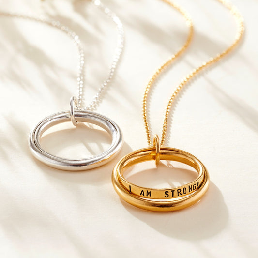 Personalised Double Secret Script Ring Necklace