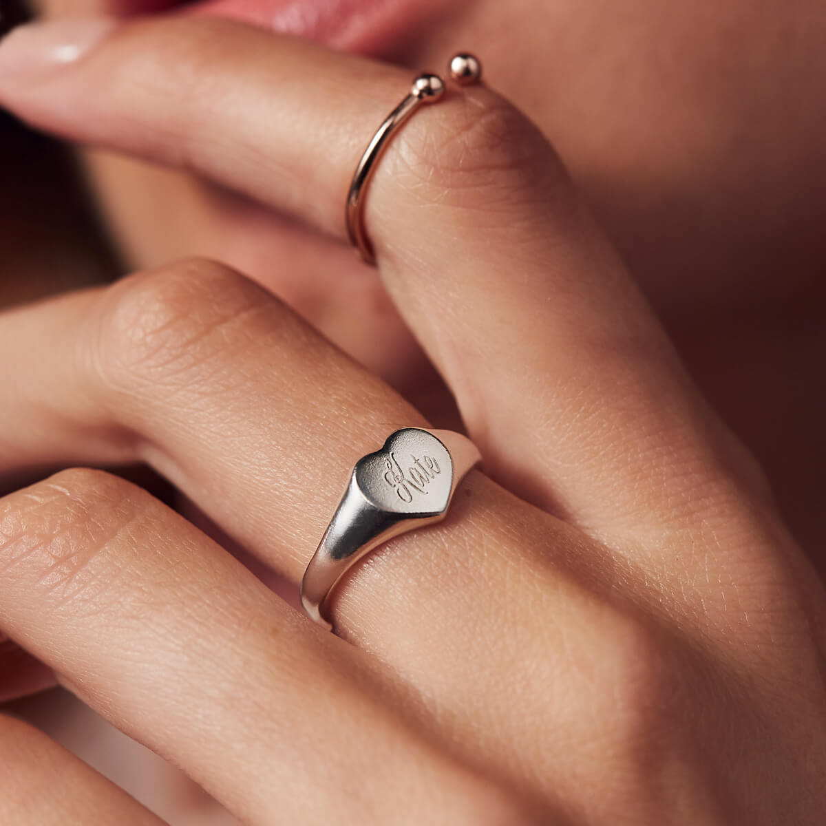 Personalised Engraved Heart Signet Ring