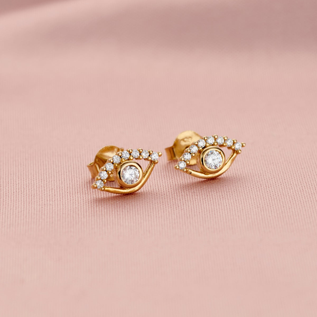 Cubic Zirconia Evil Eye Stud Earrings