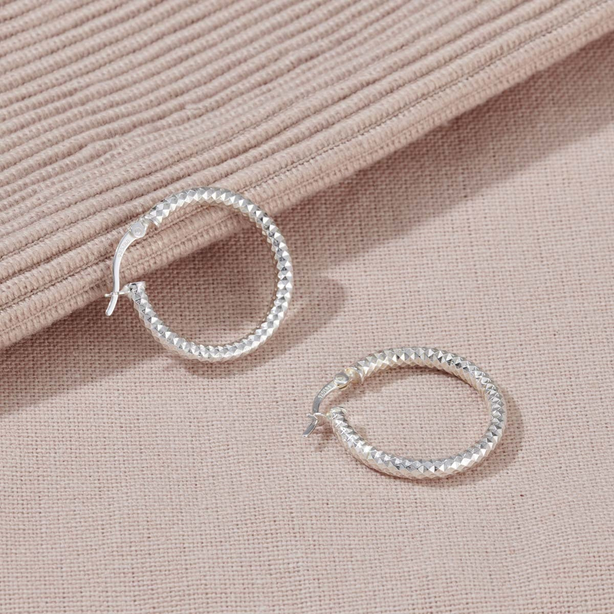 Diamond Cut Hoop Earrings