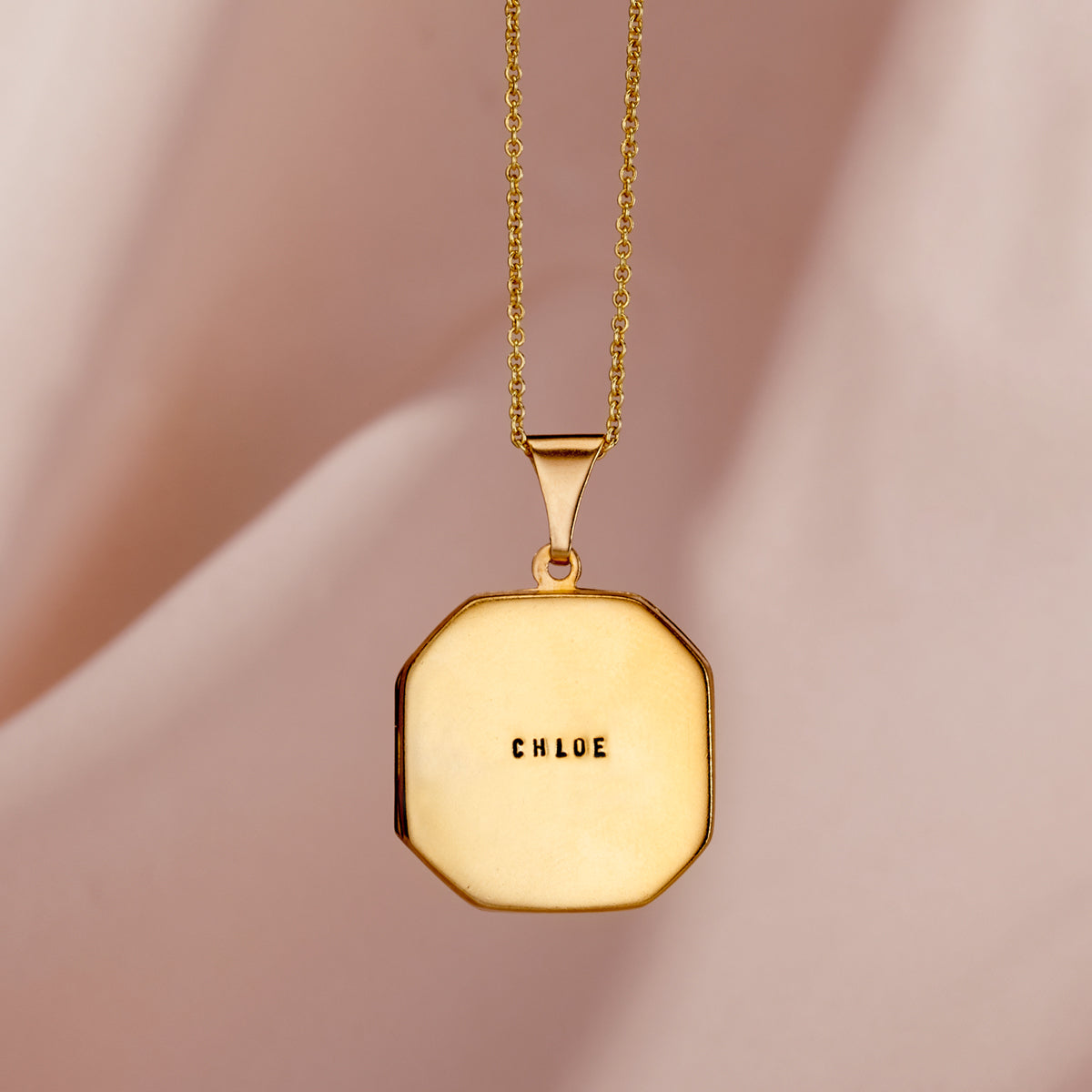 Personalised Large Faceted Square Locket Necklace