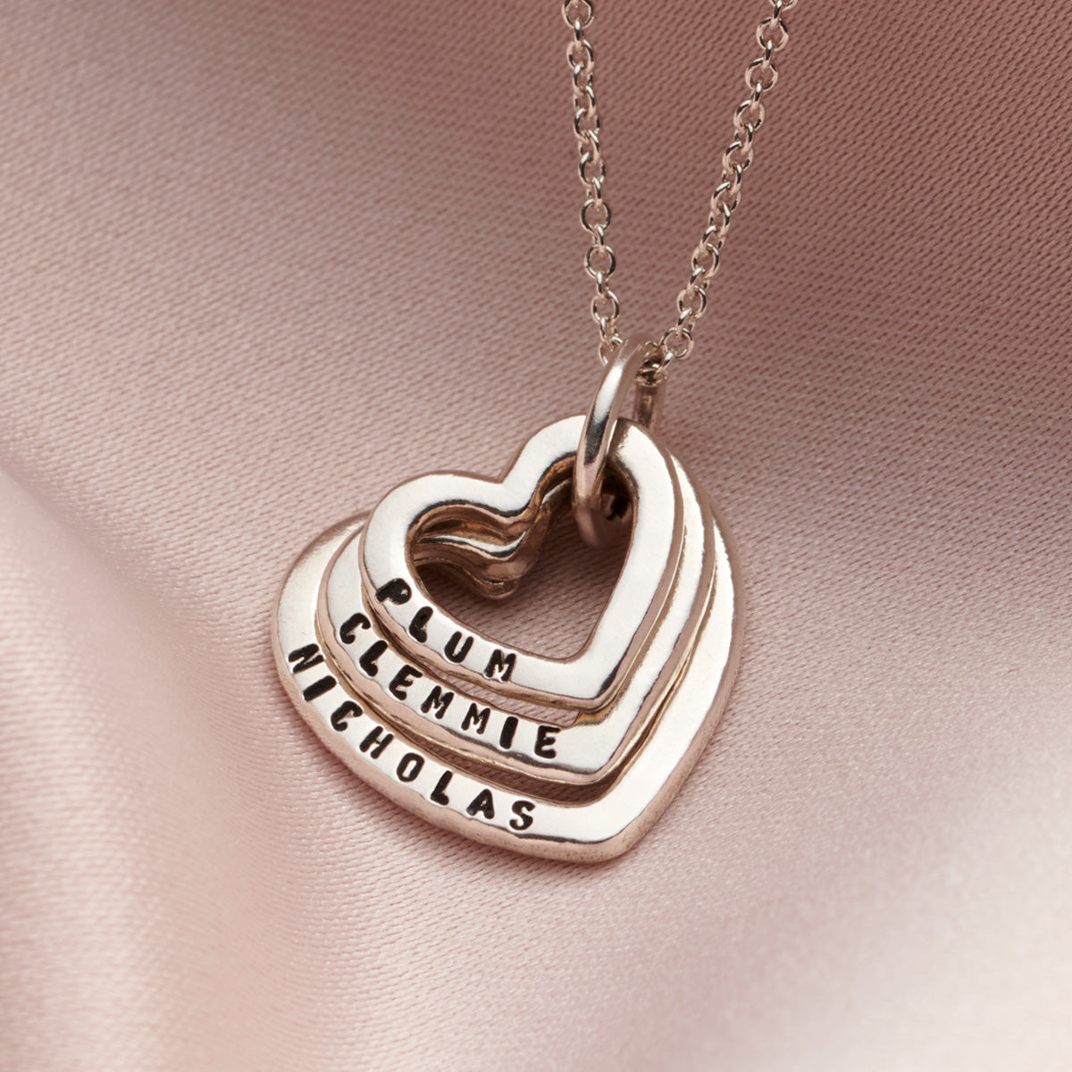 Personalised Family Names Heart Necklace