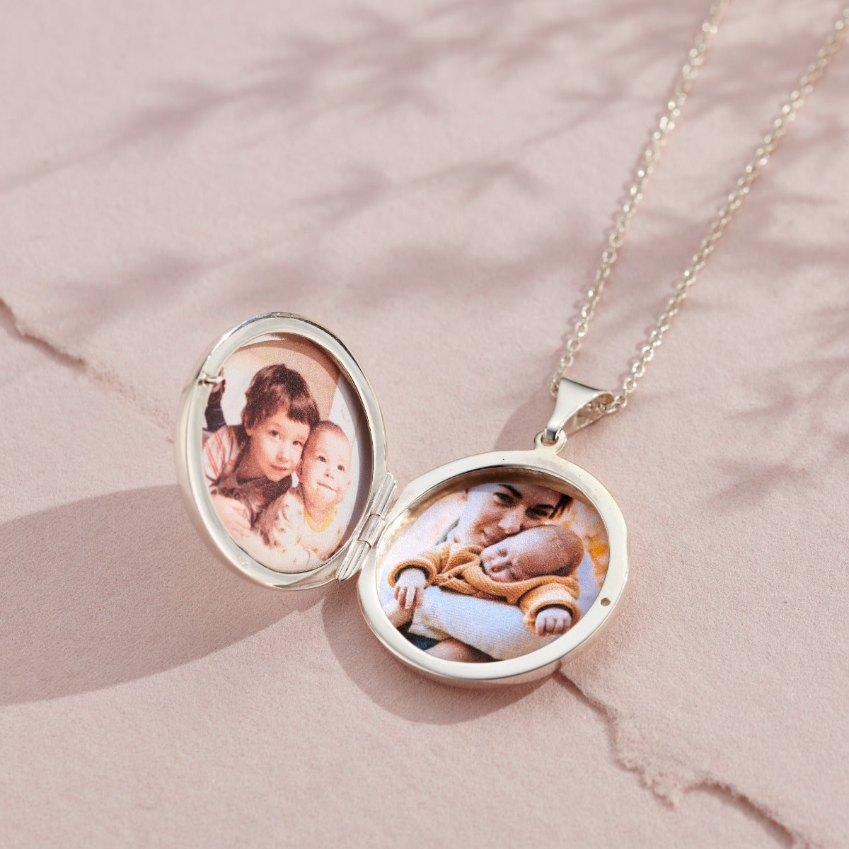 Engraved Family Birth Flower Locket Necklace