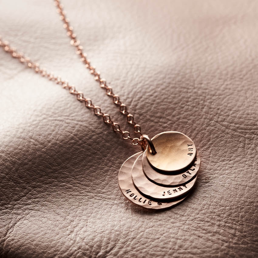 Personalised Hammered Family Disc Necklace