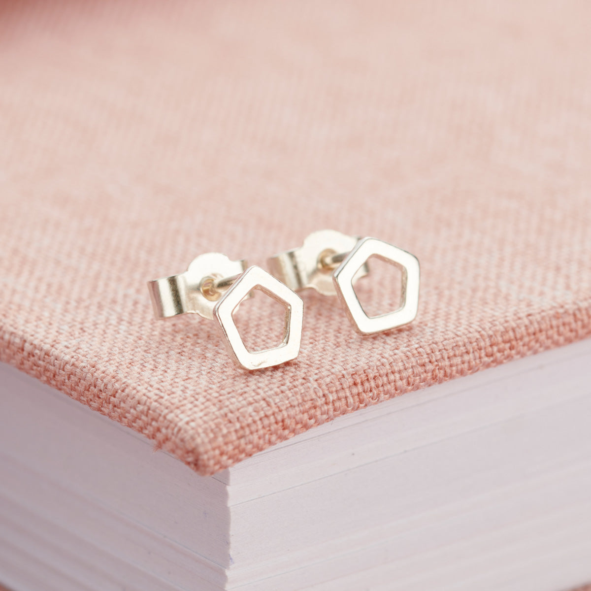 Fine Pentagon Stud Earrings