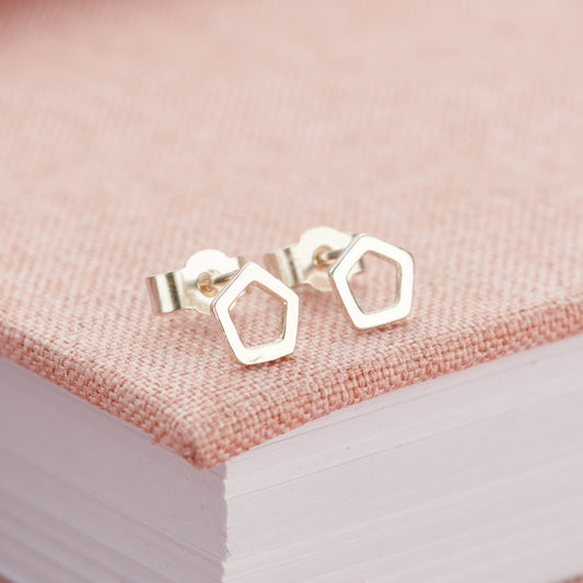 Fine Pentagon Stud Earrings