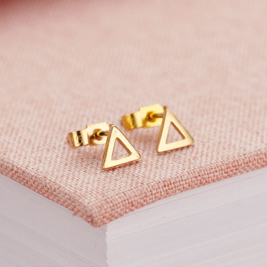 Fine Geometric Triangle Stud Earrings