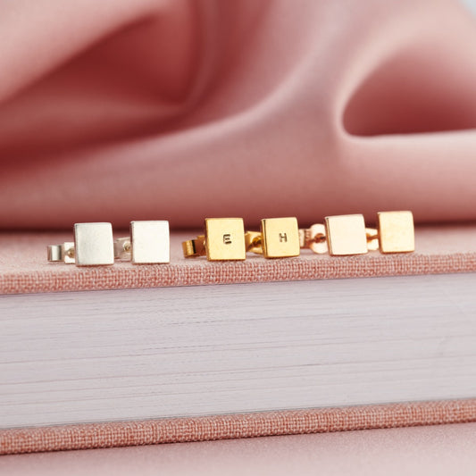 Personalised Square Stud Earrings