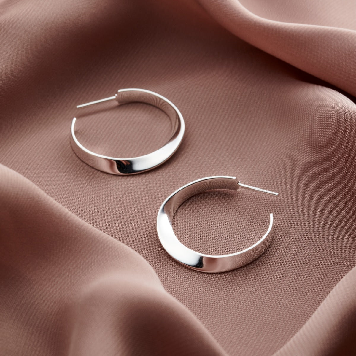 Twisted Ribbon Open Hoop Earrings