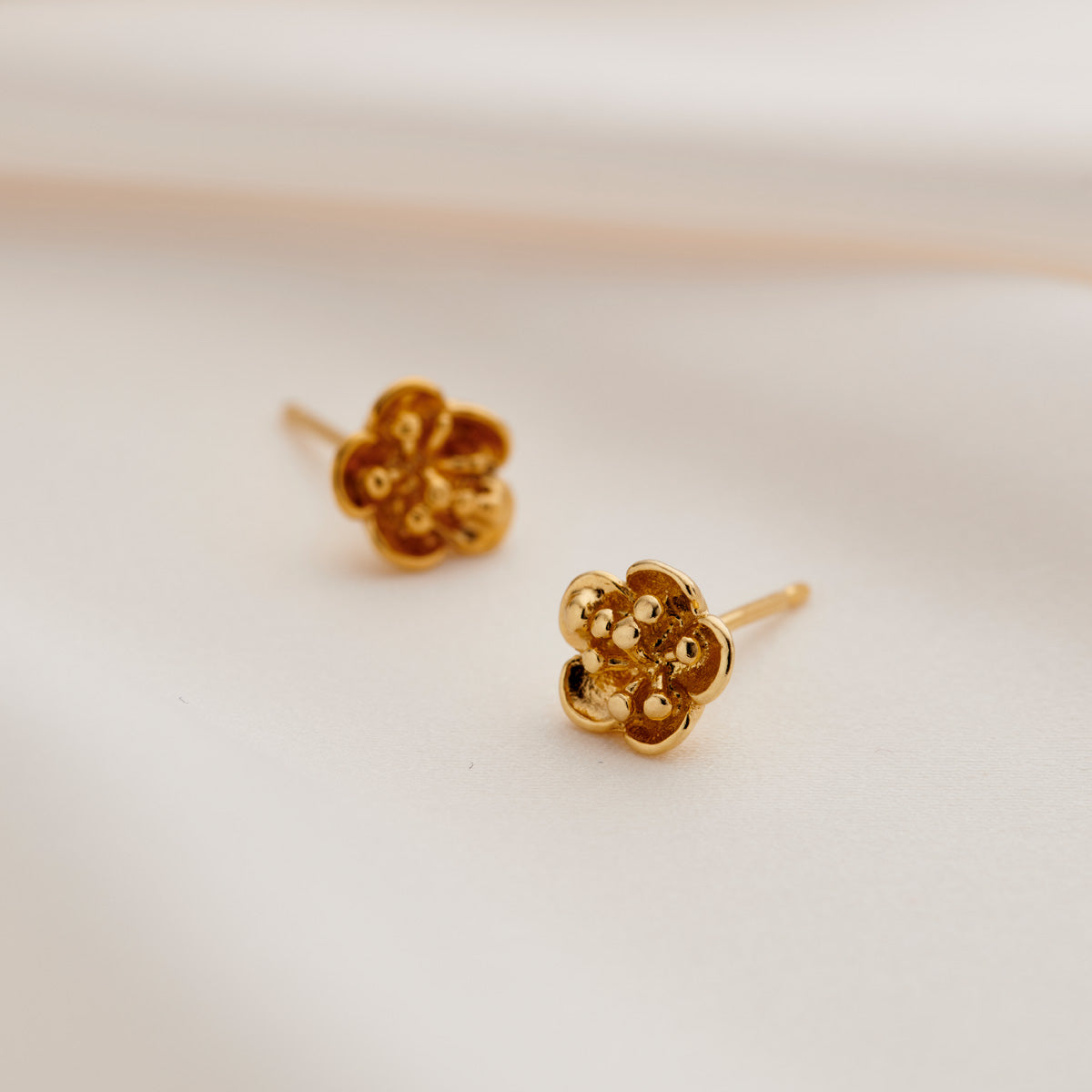 Small Silver Flower Stud Earrings