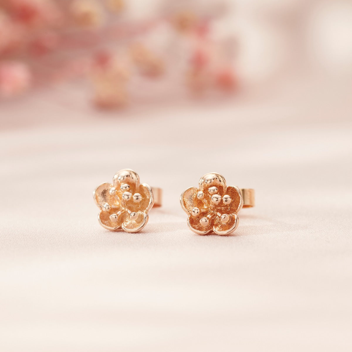 Silver Flower Stud Earrings