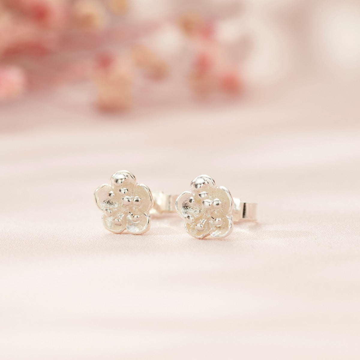 Silver Flower Stud Earrings