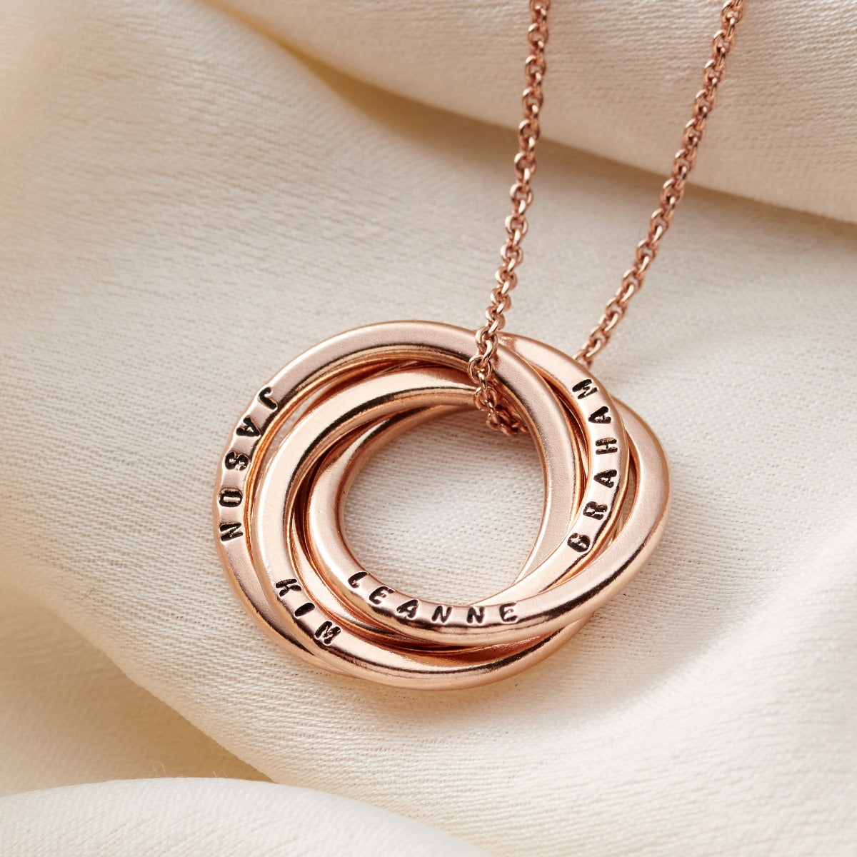 Personalised 3 ring necklace online