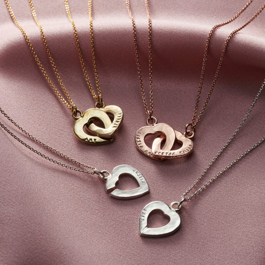 Personalised Heart Friendship Necklace Set