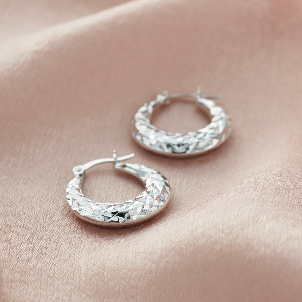 Geometric Textured Hoop Earrings