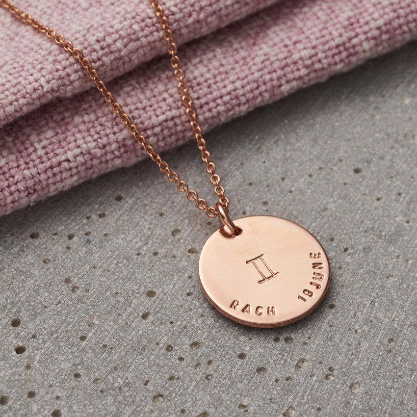 Personalised Large Zodiac Disc Necklace