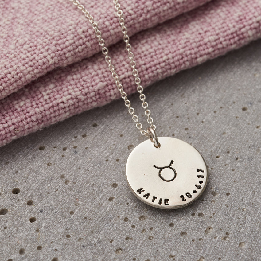 Personalised Large Zodiac Disc Necklace