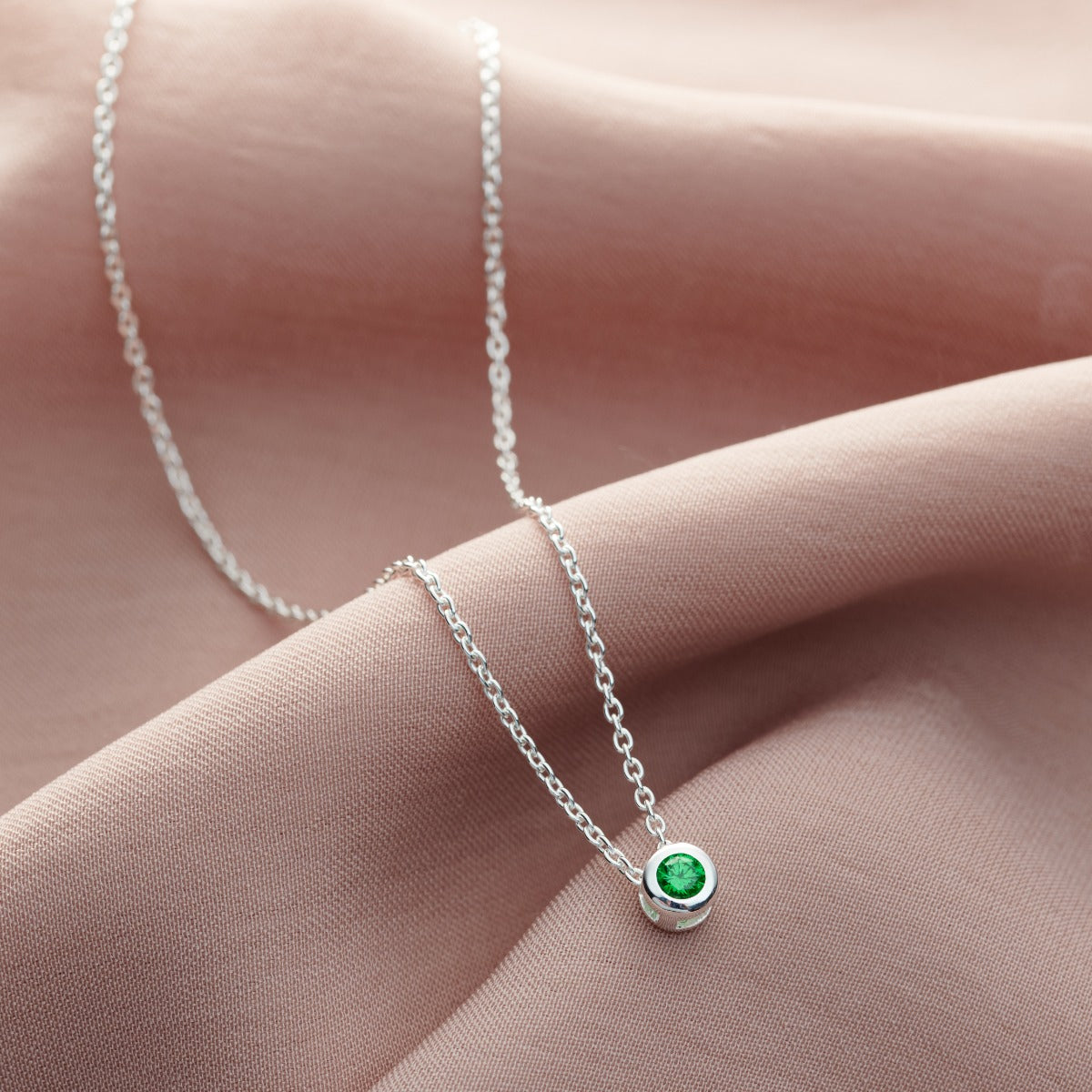 Thread Through Birthstone Charm Necklace