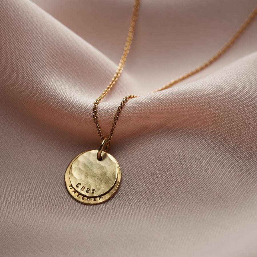 Personalised Hammered Family Disc Necklace