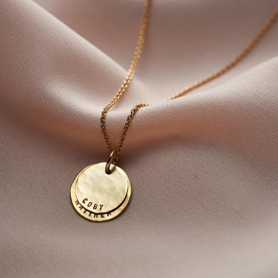 Personalised Hammered Family Disc Necklace