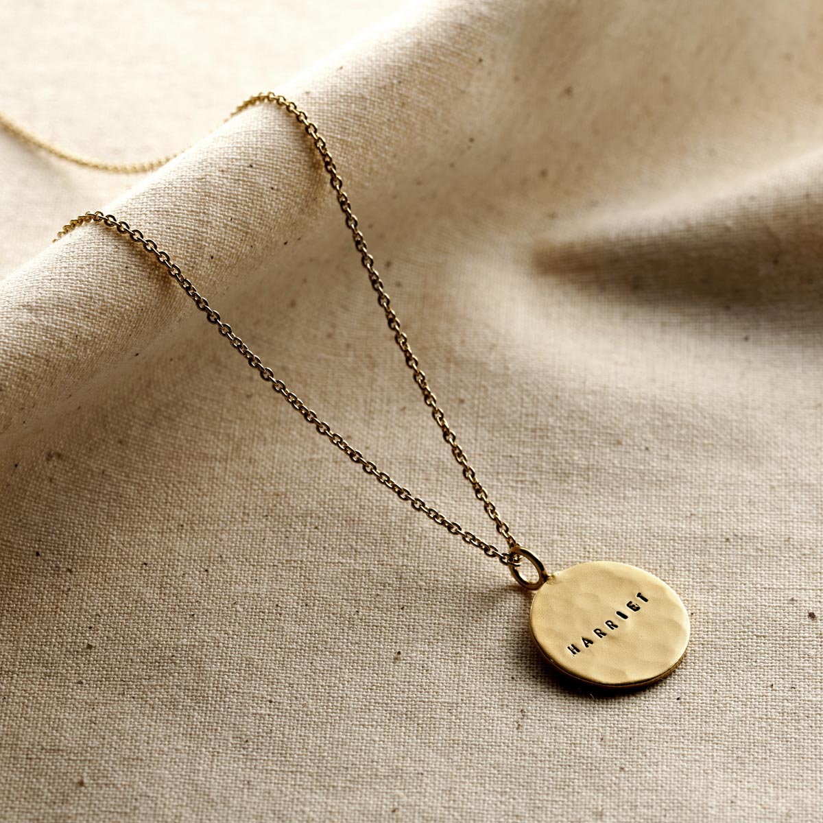 Personalised Hammered Disc Name Necklace