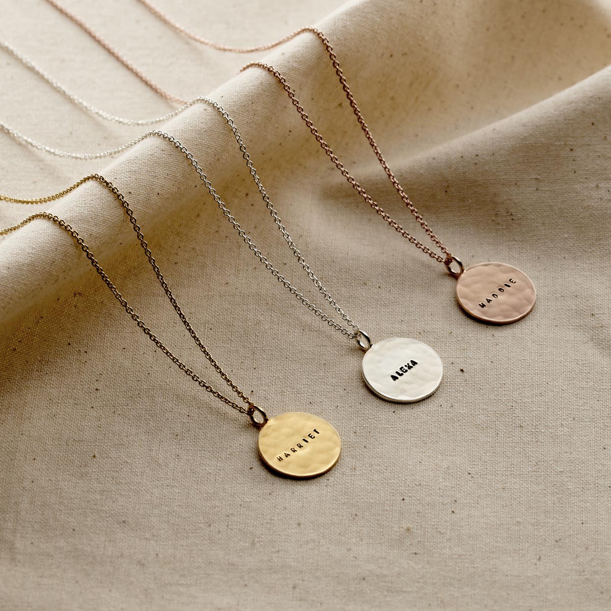 Personalised Hammered Disc Name Necklace