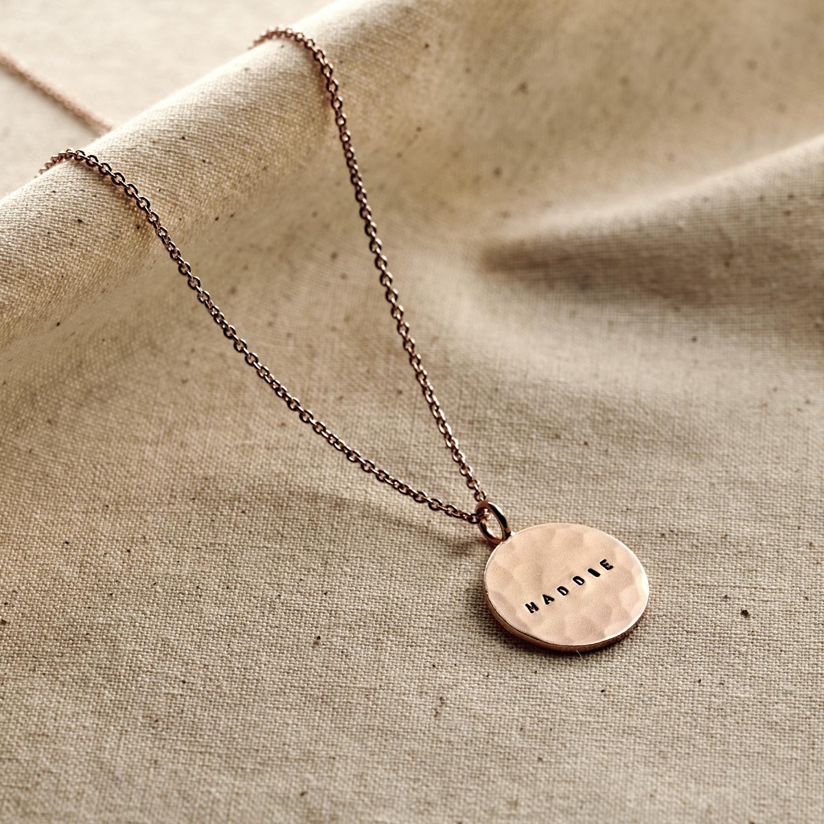 Personalised Hammered Disc Name Necklace