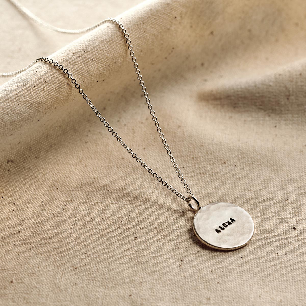 Personalised Hammered Disc Name Necklace