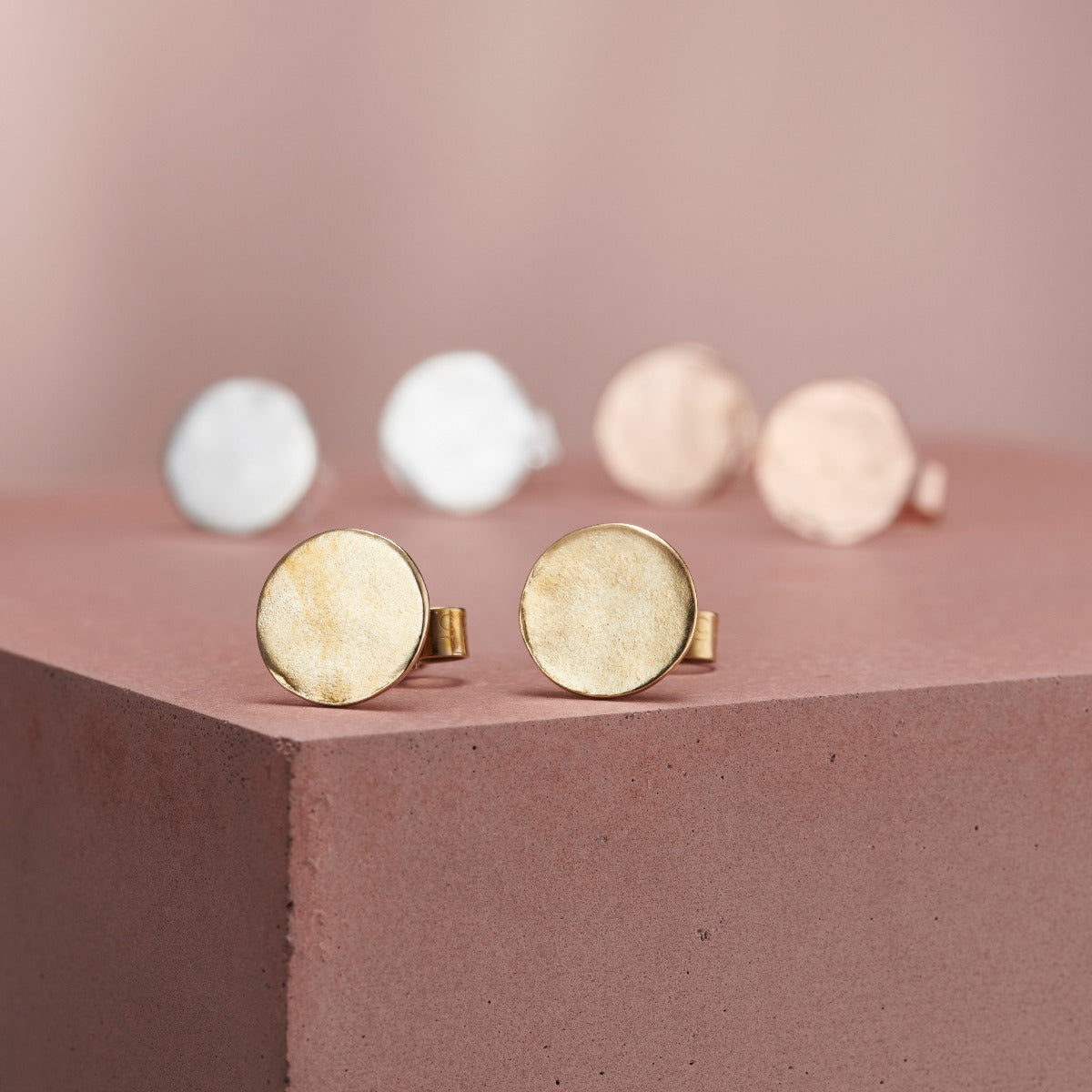 Hammered Silver Disc Stud Earrings