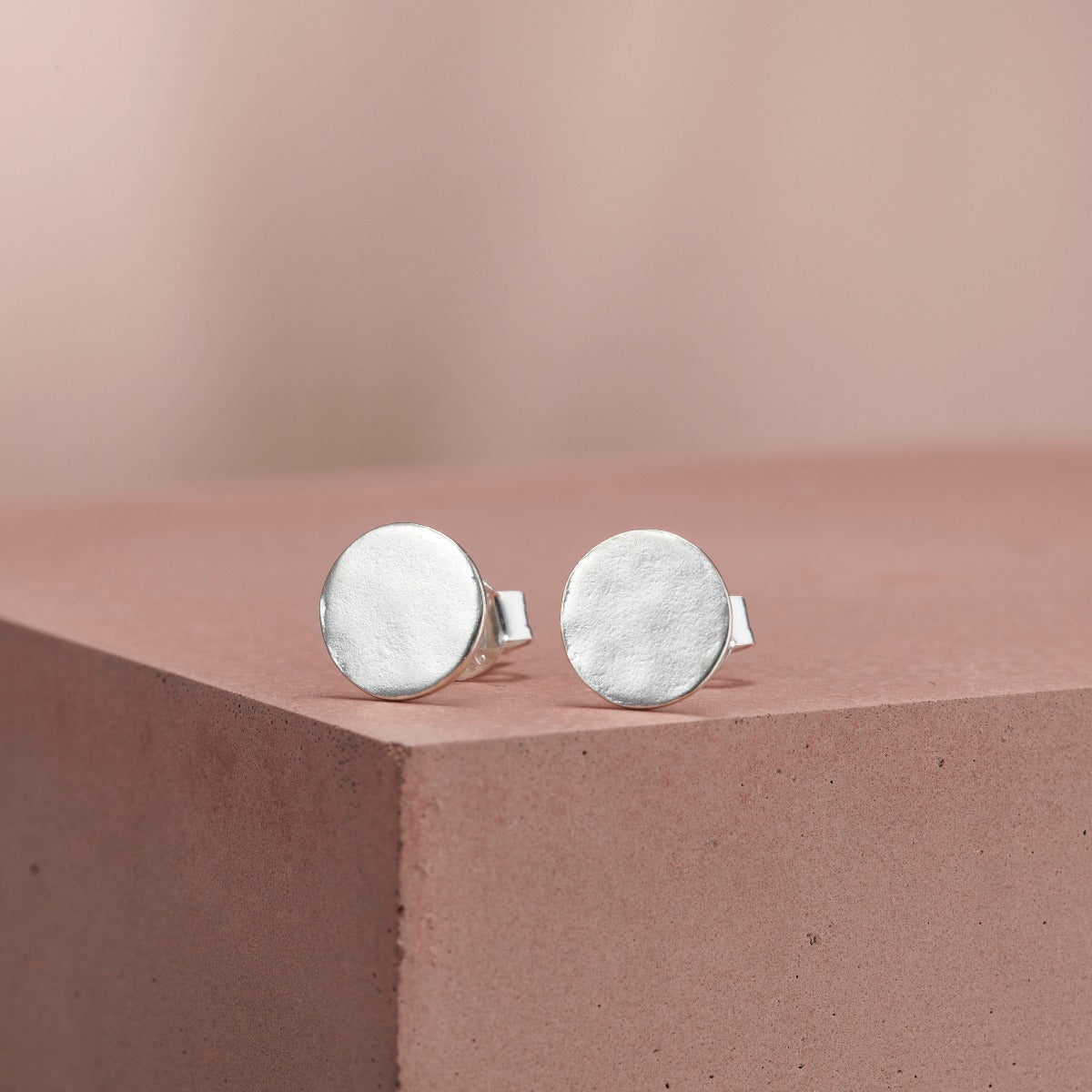 Hammered Silver Disc Stud Earrings