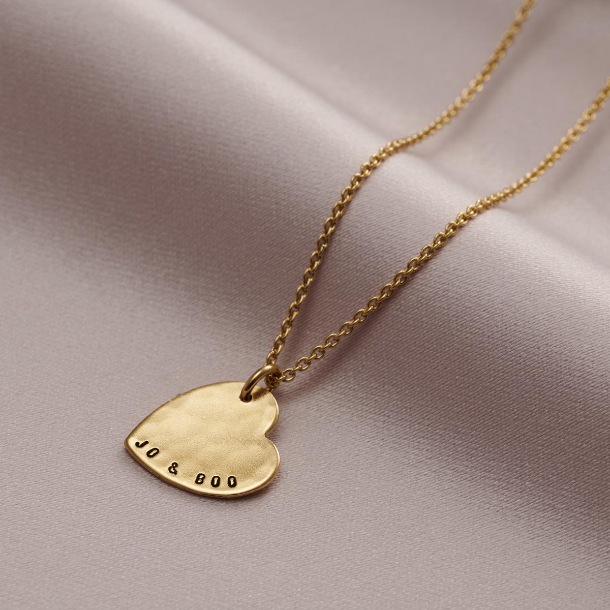 Personalised Hammered Heart Name Necklace