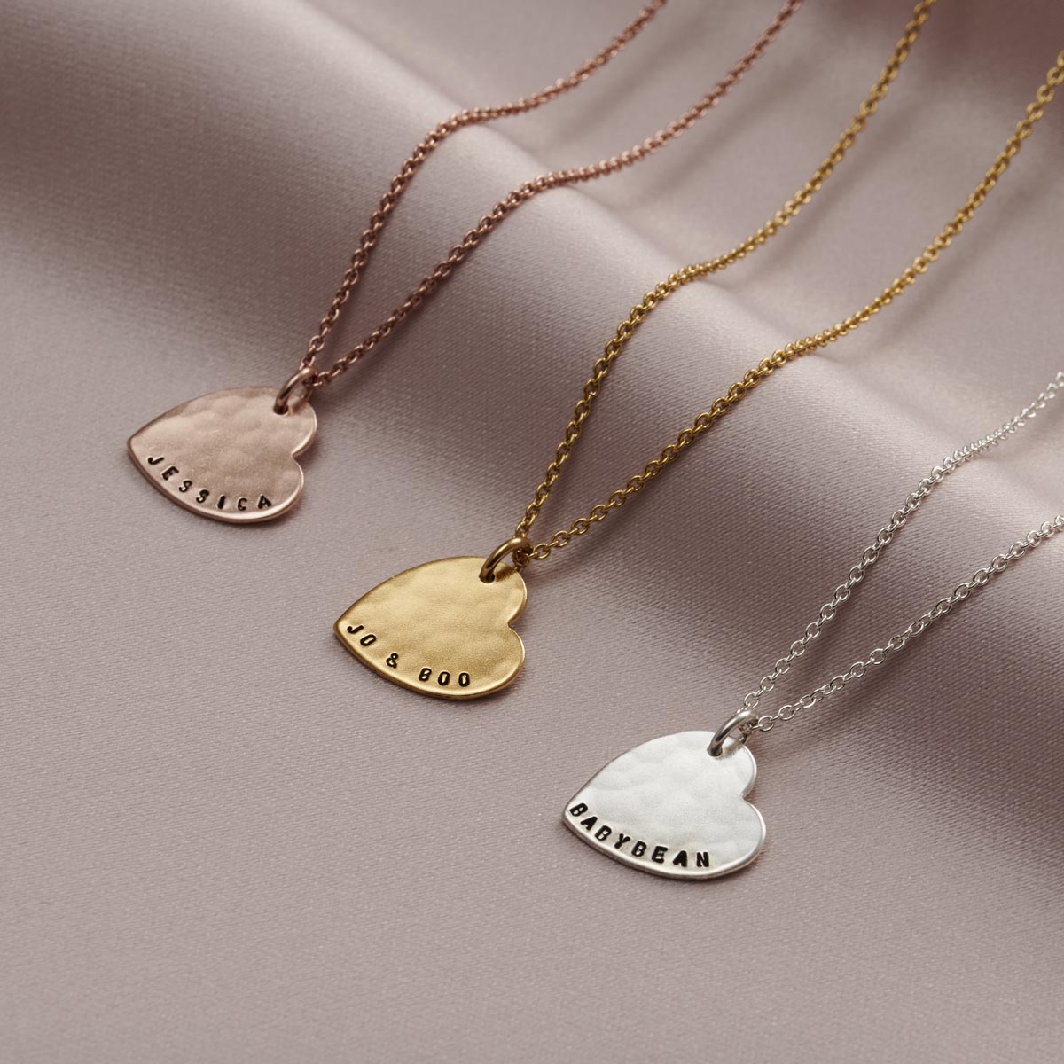 Personalised Hammered Heart Name Necklace