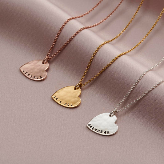 Personalised Hammered Heart Name Necklace