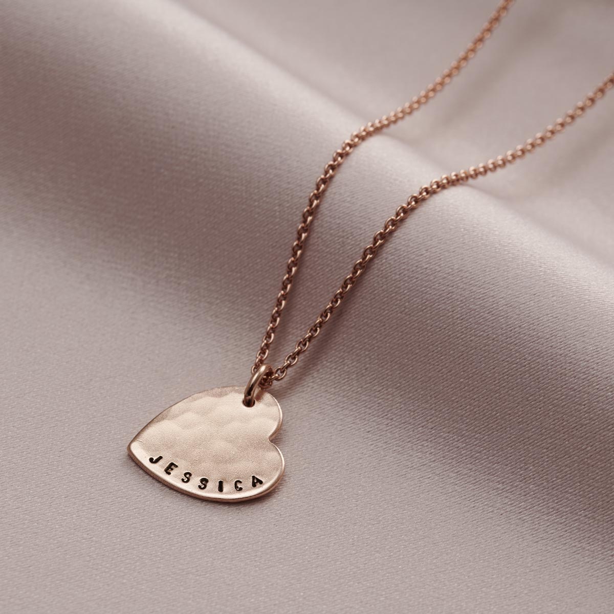 Personalised Hammered Heart Name Necklace