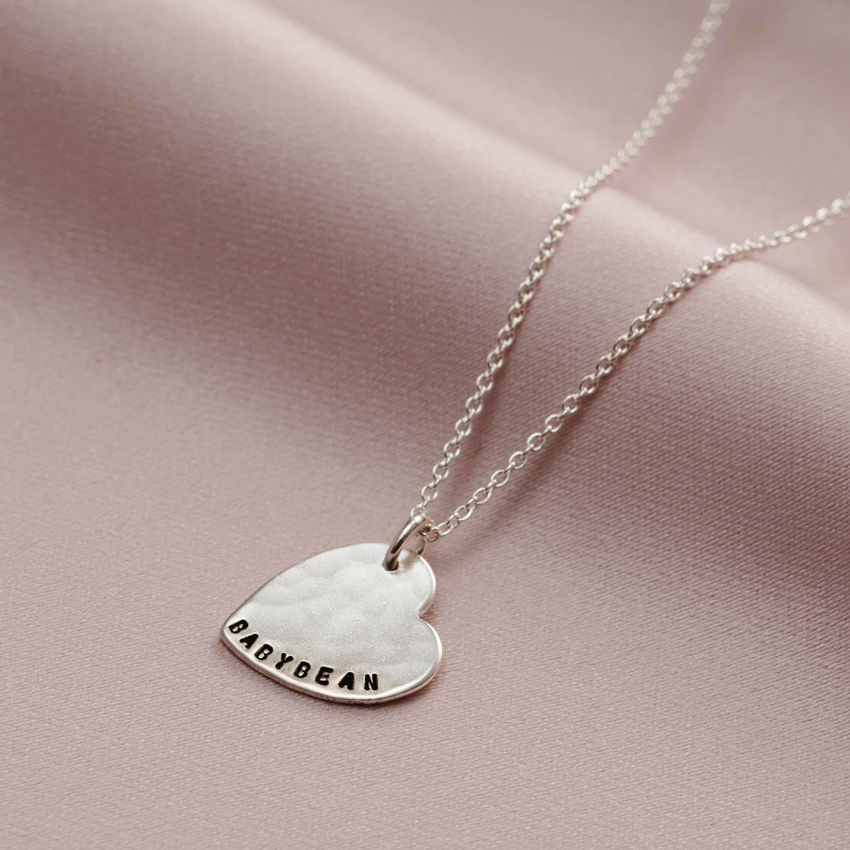 Personalised Hammered Heart Name Necklace