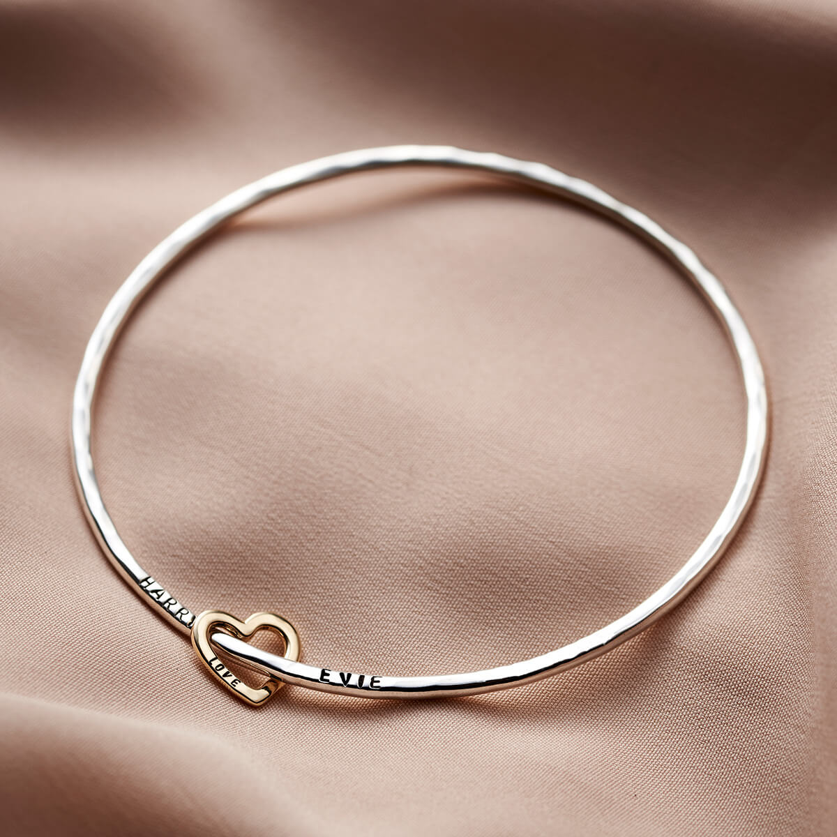 Personalised 9ct Gold Heart Bangle