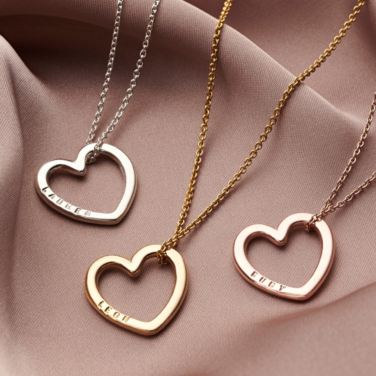 Personalised 9ct Gold Large Message Heart Necklace