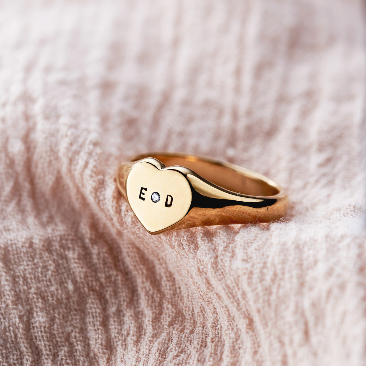 Personalised Birthstone Heart Signet Ring