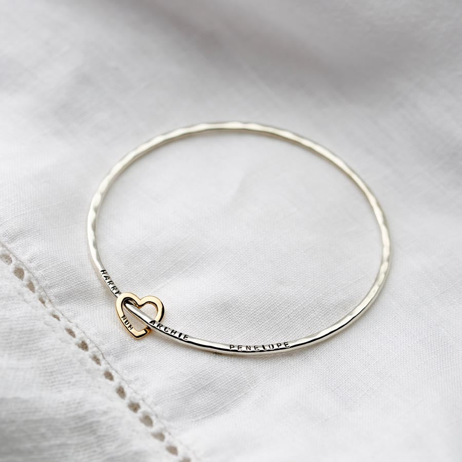 Personalised 9ct Gold Heart Bangle