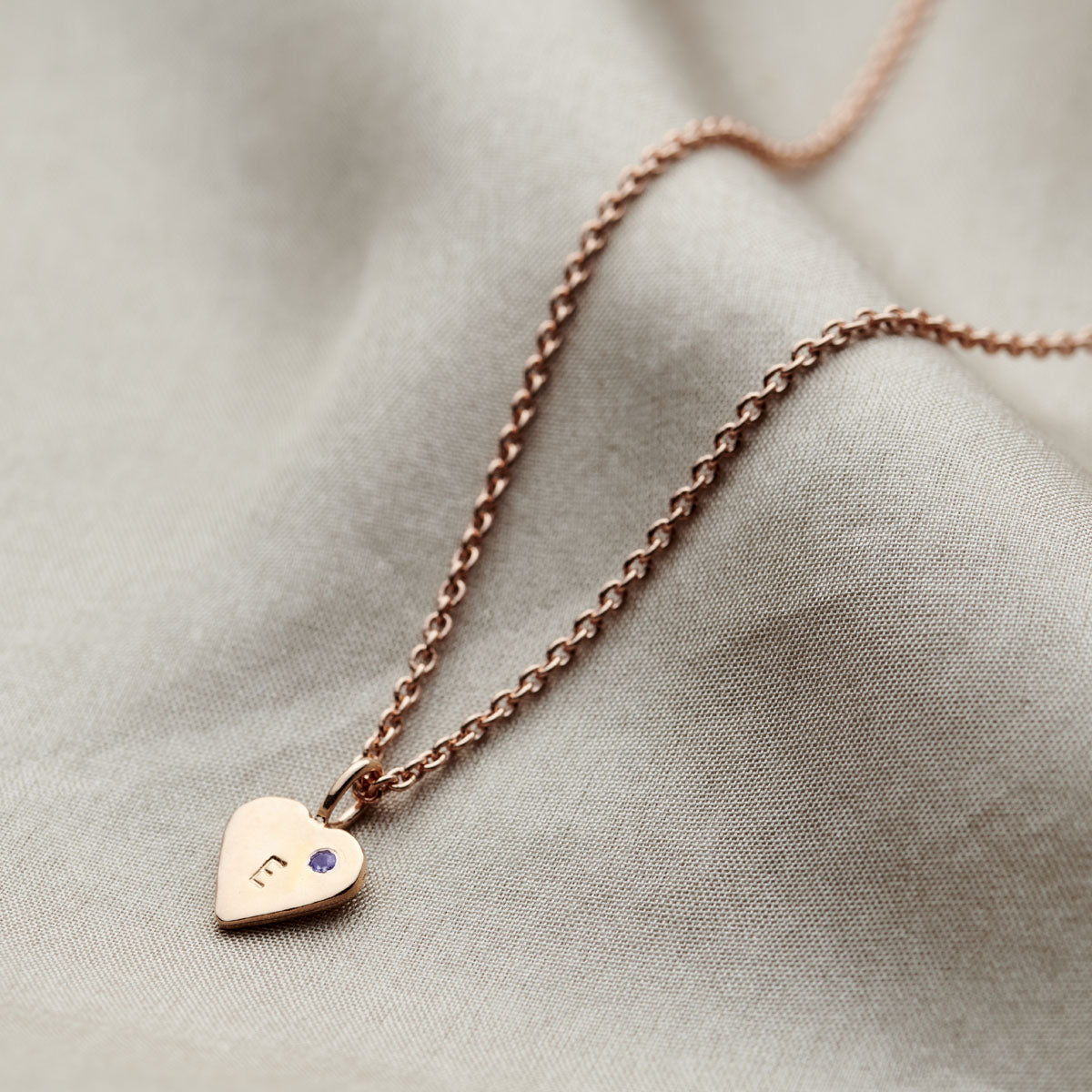 Personalised Mini Heart Initial Birthstone Necklace