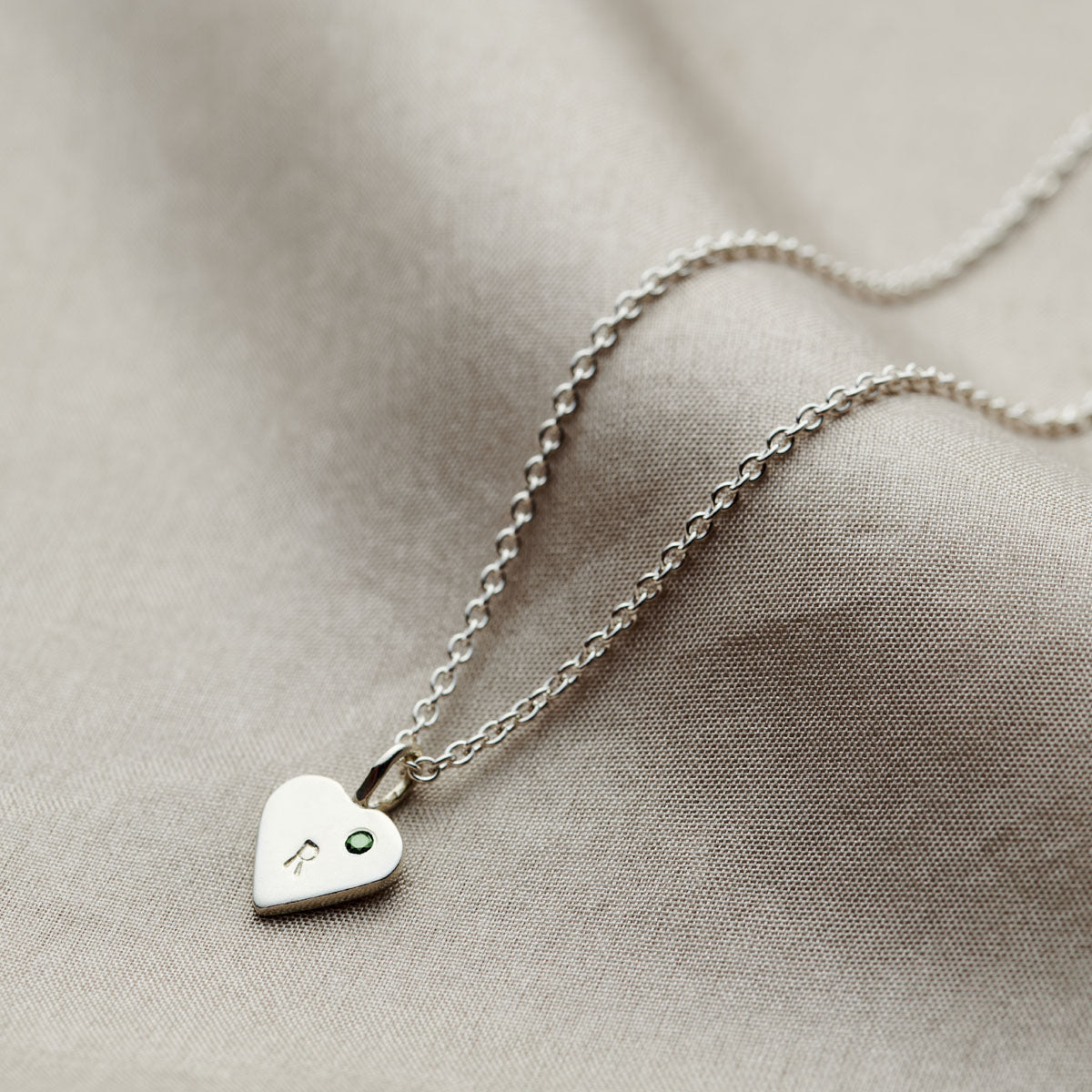 Personalised Mini Heart Initial Birthstone Necklace